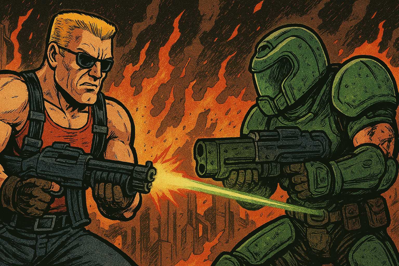 duke fighting doomguy ranged