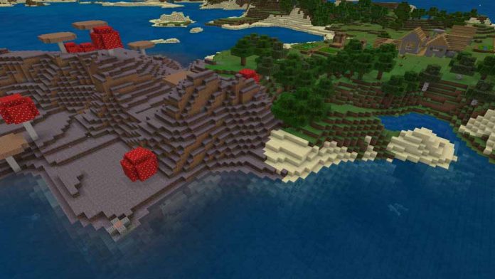 Mushroom Biome Village With Exposed Ruins And Stronghold All At Spawn Minecraft Seed Nerdburglars Gaming