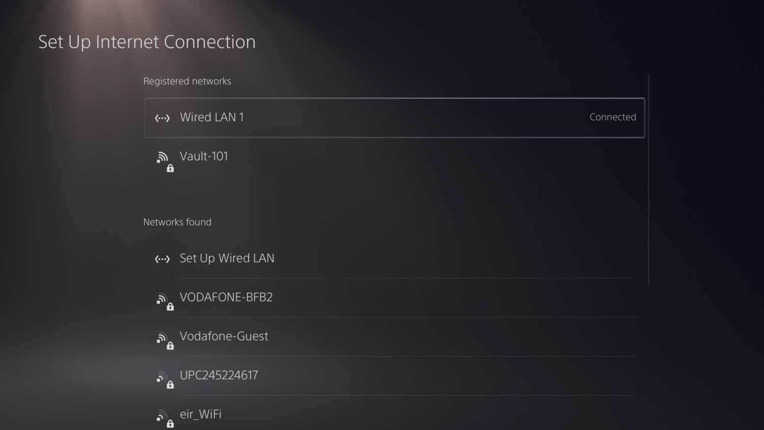 ps5 network connections