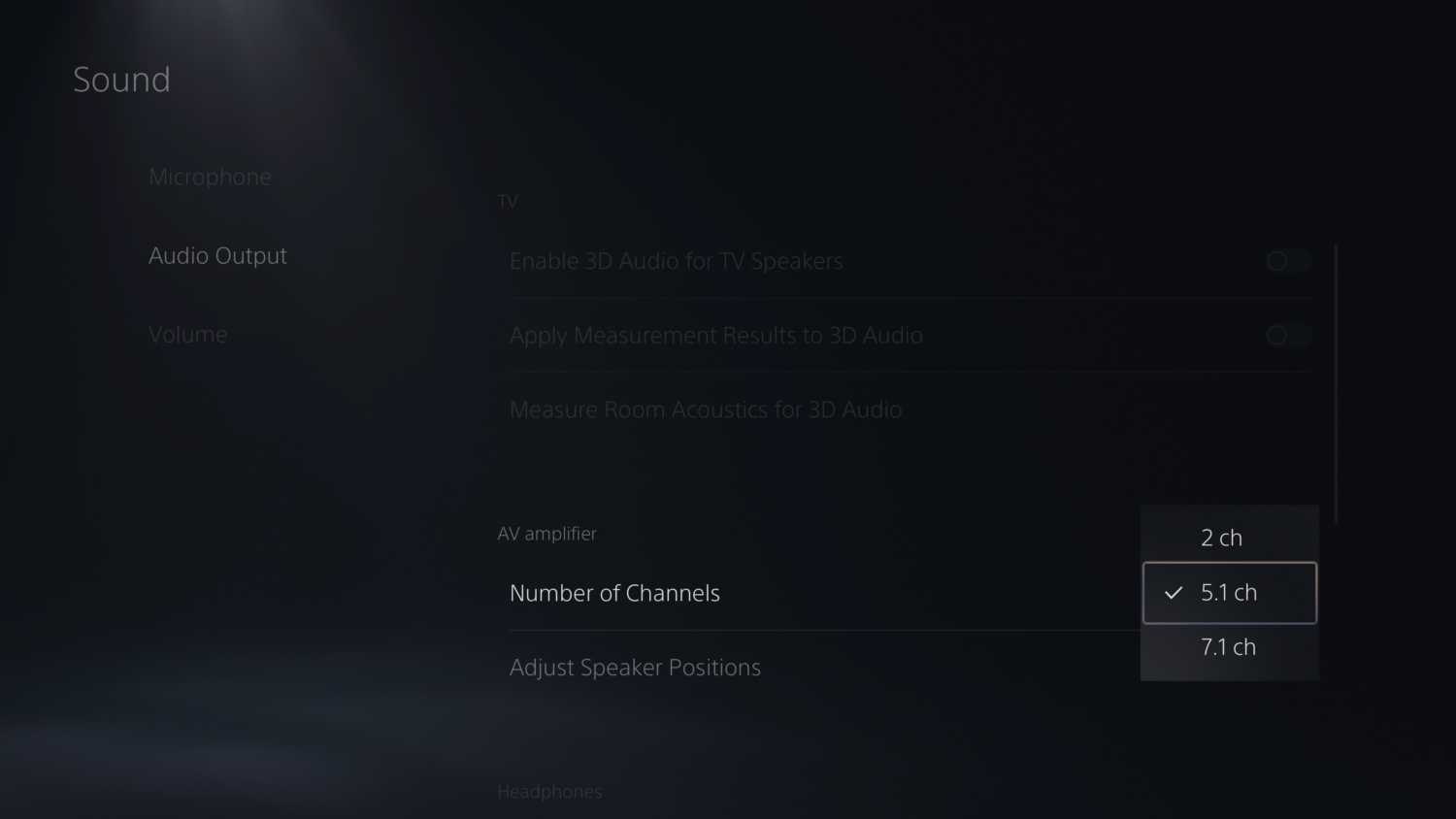 ps5 audio channel output