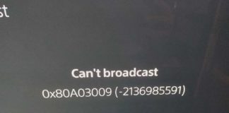 PS5 Twitch Broadcast Error 0x80A03009 (-2136985591)