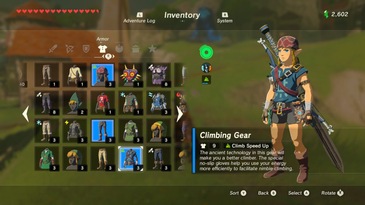 Where To Get All Climbing Gear Botw Climbing Gear Armor Set - The Legend of Zelda: Breath of the Wild Game